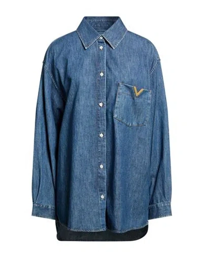 Valentino Garavani Woman Denim Shirt Blue Size 2 Cotton