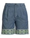 Valentino Garavani Denim Bermuda Shorts In Blue