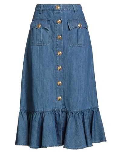 Valentino Garavani Woman Denim Skirt Blue Size 6 Cotton, Linen