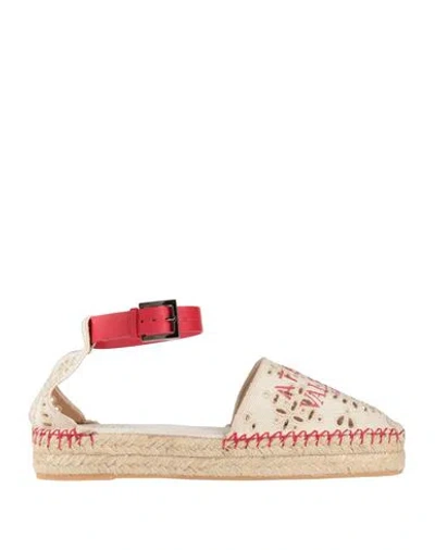 Valentino Garavani Woman Espadrilles Beige Size 11 Textile Fibers, Leather