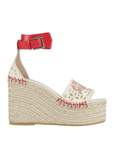 Valentino Garavani Woman Espadrilles Beige Size 7 Textile Fibers, Leather