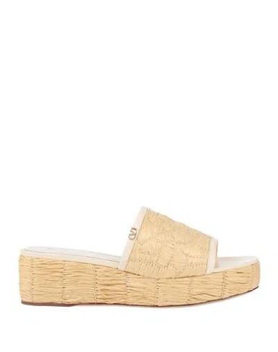 Valentino Garavani Woman Espadrilles Beige Size 8 Natural Raffia