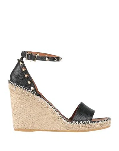 Valentino Garavani Woman Espadrilles Black Size 8 Leather In Black