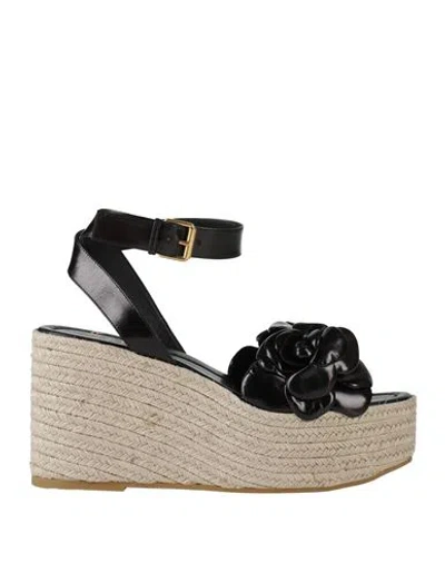 Valentino Garavani Woman Espadrilles Black Size 8 Soft Leather