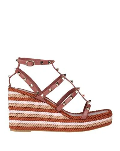 Valentino Garavani Woman Espadrilles Brown Size 5 Leather