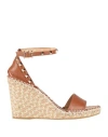 Valentino Rockstud 120 Leather Wedge Espadrilles In Brown