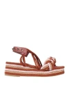 Valentino Garavani Woman Espadrilles Brown Size 7 Textile Fibers, Leather