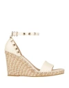 Valentino Garavani Woman Espadrilles Cream Size 10 Leather In White