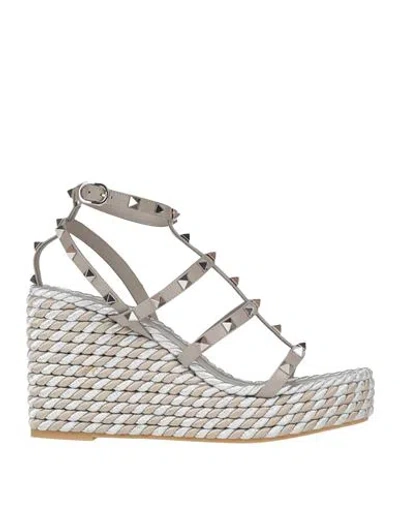Valentino Garavani Woman Espadrilles Grey Size 8 Leather