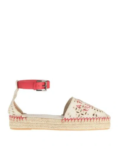 Valentino Garavani Woman Espadrilles Ivory Size 11 Textile Fibers