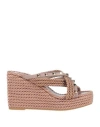 Valentino Garavani Woman Espadrilles Light Brown Size 10 Soft Leather, Textile Fibers In Sand