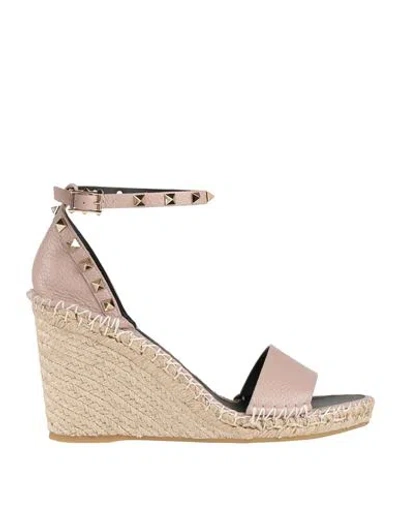 Valentino Garavani Woman Espadrilles Light Brown Size 11 Leather In Pink