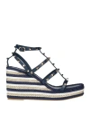 Valentino Garavani Woman Espadrilles Navy Size 12 Leather In Navy