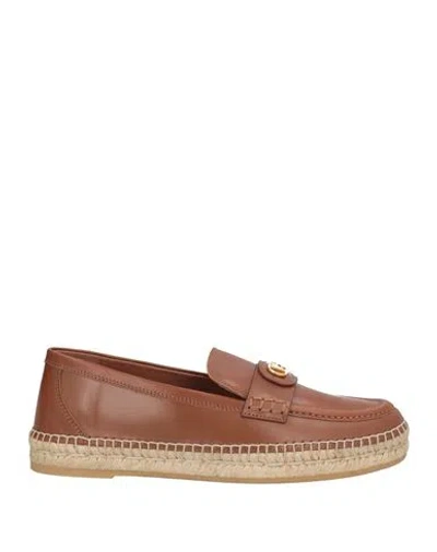 Valentino Garavani Woman Espadrilles Tan Size 8 Leather In Brown