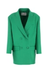 Valentino Oversized Double-breasted Wool And Silk-blend Crepe Blazer In Green