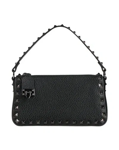 Valentino Garavani Rockstud Small Shoulder Bag In Grained Calfskin In Black