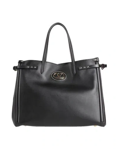 Valentino Garavani Borsa Tote In Pelle Nera Con Manici E Tracolla In Black