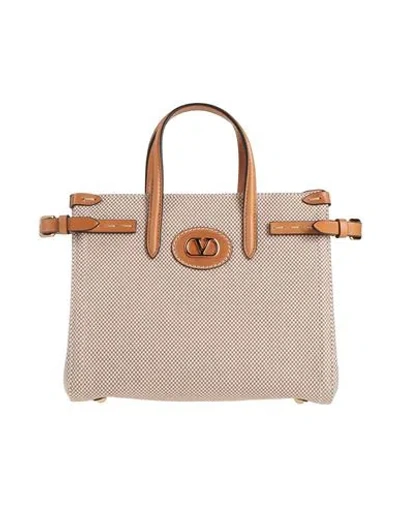 Valentino Garavani Woman Handbag Camel Size - Leather, Textile Fibers In Sand