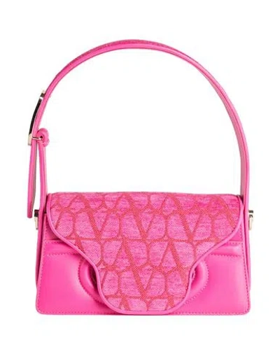 Valentino Garavani Woman Handbag Fuchsia Size - Leather, Textile Fibers In Pink