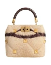Valentino Garavani Woman Handbag Sand Size - Textile Fibers In Sand