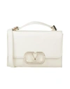 Valentino Garavani Vlogo Leather Shoulder Bag In White