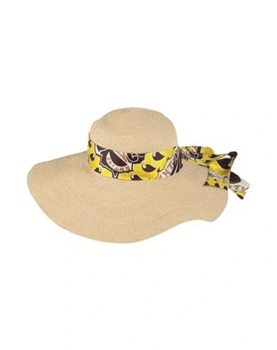 Valentino Garavani Woman Hat Sand Size M Paper, Silk In Brown