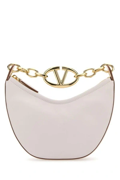 Valentino Garavani Woman Ivory Leather Mini Hobo Vlogo Moon Handbag In Pink