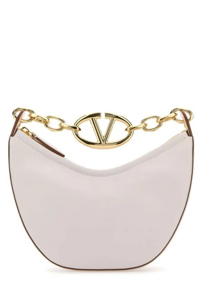 Valentino Garavani Ivory Leather Mini Hobo Vlogo Moon Handbag In White