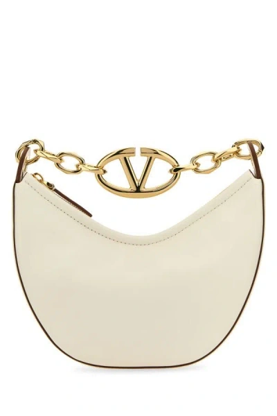 Valentino Garavani Woman Ivory Leather Vlogo Handbag In White
