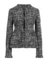 Valentino Veste Tweed Melange Femme Noir 40