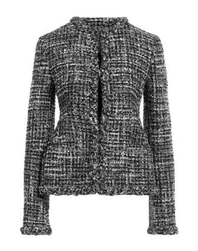 VALENTINO VALENTINO GARAVANI WOMAN JACKET BLACK SIZE 2 POLYESTER, COTTON, SYNTHETIC FIBERS, WOOL, METALLIC FIB