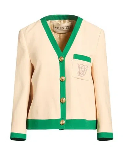 Valentino Garavani Woman Jacket Cream Size 6 Virgin Wool, Silk In Neutral