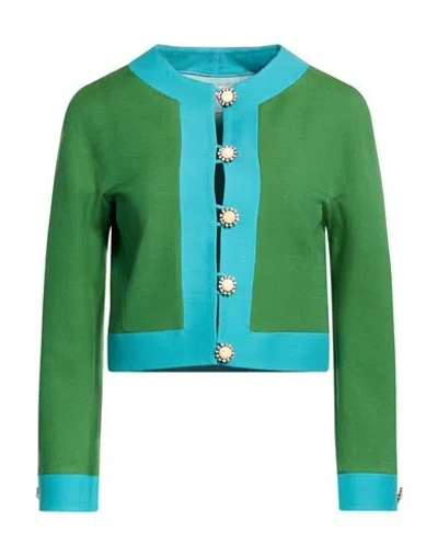 Valentino Garavani Woman Jacket Green Size 4 Virgin Wool, Silk In Multi
