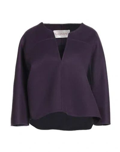 Valentino Garavani Woman Jacket Plum Size 6 Virgin Wool, Cashmere In Purple