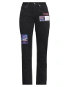 Valentino Garavani Woman Jeans Black Size 30 Cotton, Cow Leather In Black