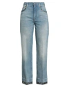 Valentino High Rise Viscose Straight Jeans In Blue