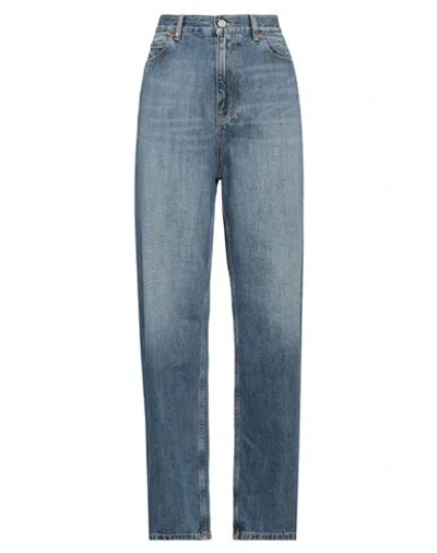 VALENTINO VALENTINO GARAVANI WOMAN JEANS BLUE SIZE 28 COTTON, CALFSKIN