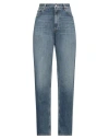 Valentino Garavani Woman Jeans Blue Size 28 Cotton, Cow Leather In Blue