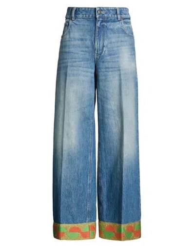 Valentino Garavani Woman Jeans Blue Size 30 Cotton, Synthetic Fibers, Metallic Fiber