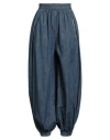 Valentino Garavani Balloon Fit Chambray Cotton Denim Pants In Blue