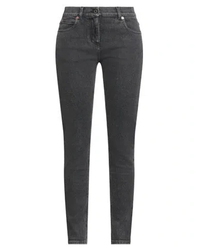 Valentino Garavani Woman Jeans Grey Size 29 Cotton, Elastane, Calfskin In Gray