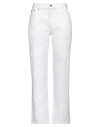 Valentino Garavani Woman Jeans White Size 30 Cotton, Calfskin In White