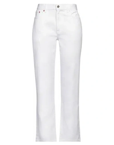 Valentino Garavani Woman Jeans White Size 30 Cotton, Calfskin