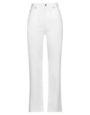 Valentino Garavani Woman Jeans White Size 30 Cotton, Calfskin In White
