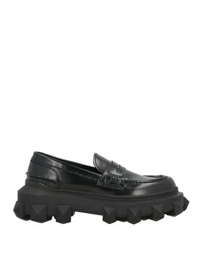 Valentino Garavani Woman Loafers Black Size 8 Leather