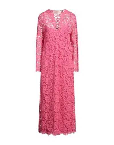 Valentino Garavani Woman Maxi Dress Fuchsia Size 10 Viscose, Cotton, Polyamide In Pink