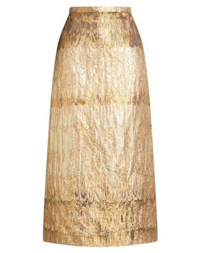 Valentino Garavani Woman Maxi Skirt Gold Size 10 Polyester, Metallic Fiber, Silk