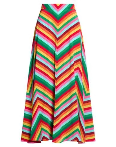 Valentino Garavani Woman Maxi Skirt Orange Size 10 Silk In Multi