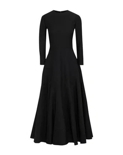 Valentino Long Sleeve Silk Midi Dress In Black | ModeSens