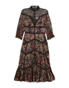 Valentino Garavani Woman Midi Dress Black Size 8 Viscose, Polyamide, Cotton In Black